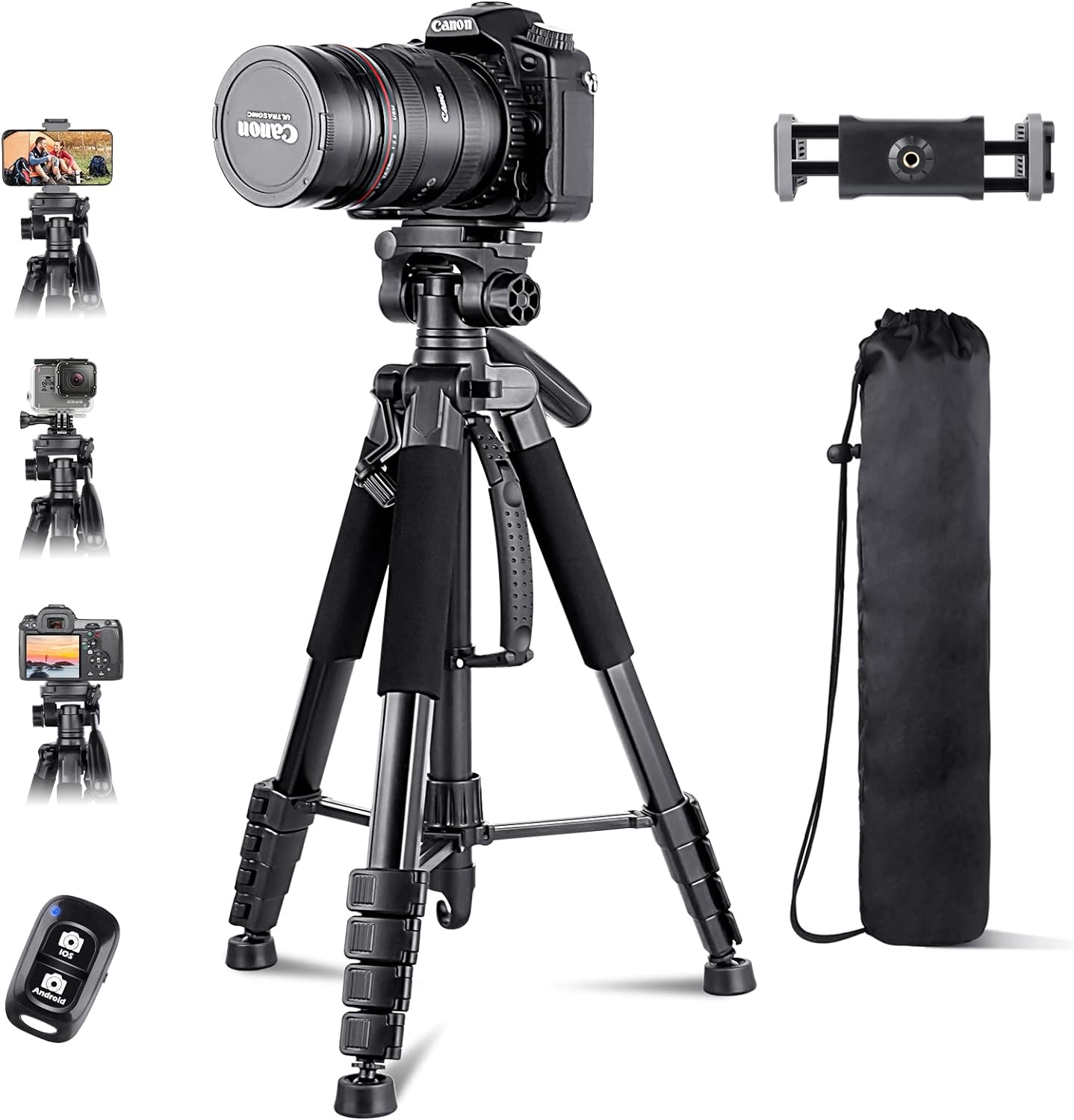 74” Camera Tripod with Travel Bag